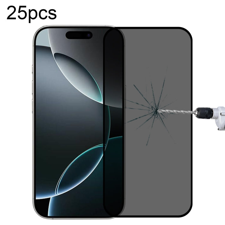For iPhone 16 Pro 25pcs Full Cover Anti-spy Silk Screen Tempered Glass Film