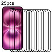 For iPhone 16 Plus 25pcs Full Glue Screen Tempered Glass Film