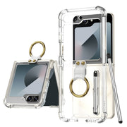 For Samsung Galaxy Z Flip6 / Flip7 FE GKK Airbag Protective Phone Case with Ring & Pen(Transparent)