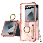 For Samsung Galaxy Z Flip6 / Flip7 FE GKK Airbag Protective Phone Case with Ring & Pen(Pink)