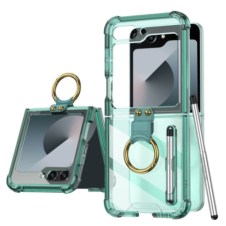 For Samsung Galaxy Z Flip6 / Flip7 FE GKK Airbag Protective Phone Case with Ring & Pen(Green)