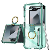 For Samsung Galaxy Z Flip6 / Flip7 FE GKK Airbag Protective Phone Case with Ring & Pen(Green)