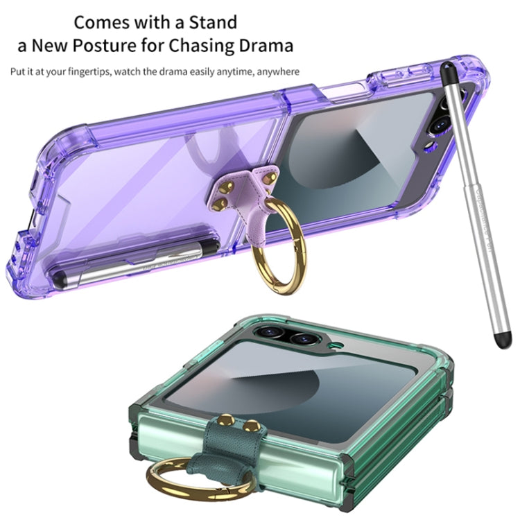 For Samsung Galaxy Z Flip6 / Flip7 FE GKK Airbag Protective Phone Case with Ring & Pen(Green)