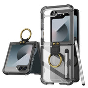 For Samsung Galaxy Z Flip6 GKK Airbag Protective Phone Case with Ring & Pen(Black)