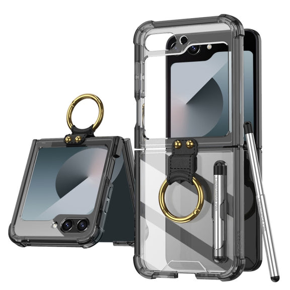 For Samsung Galaxy Z Flip6 GKK Airbag Protective Phone Case with Ring & Pen(Black)