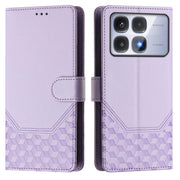 For Redmi K70 Ultra 5G Honeycomb Embossing RFID Leather Phone Case(Light Purple)