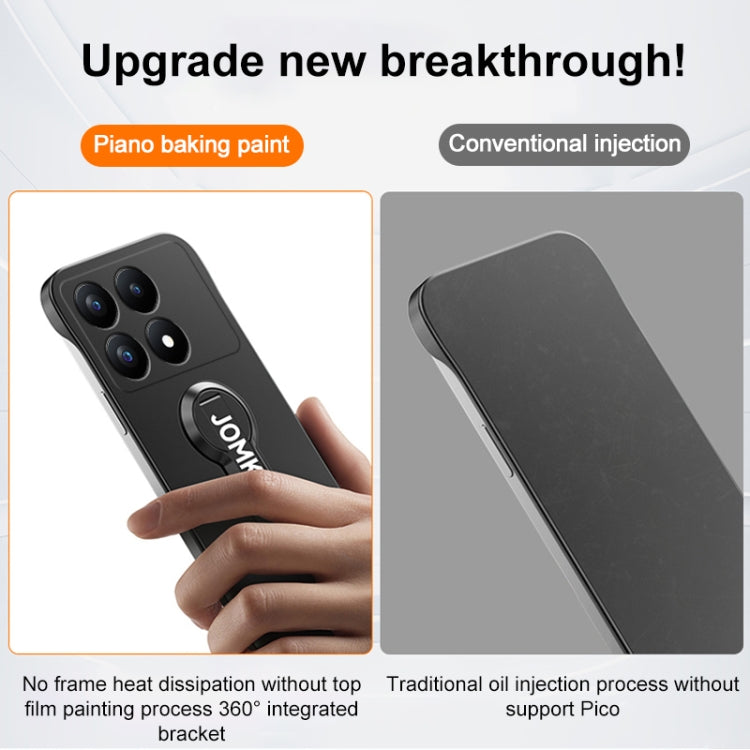 For Redmi K70 Baking Varnish 360 Rotate Holder No Frame PC Phone Case(Black)