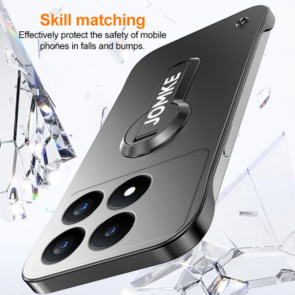 For Redmi K70 Pro Baking Varnish 360 Rotate Holder No Frame PC Phone Case(Black)