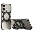 For iPhone 16 Mechanical Gear MagSafe Holder Borderless Metal Phone Case(Black) - iPhone 16 Cases by PMC TechLife | Online Shopping South Africa | PMC TechLife | Buy Now Pay Later Mobicred