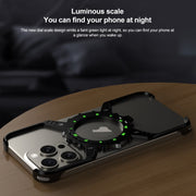 For iPhone 16 Mechanical Gear MagSafe Holder Borderless Metal Phone Case(Black)