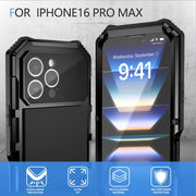 For iPhone 16 Pro Max R-JUST Life Water-resistant Dustproof Shockproof Holder Phone Case(Black)