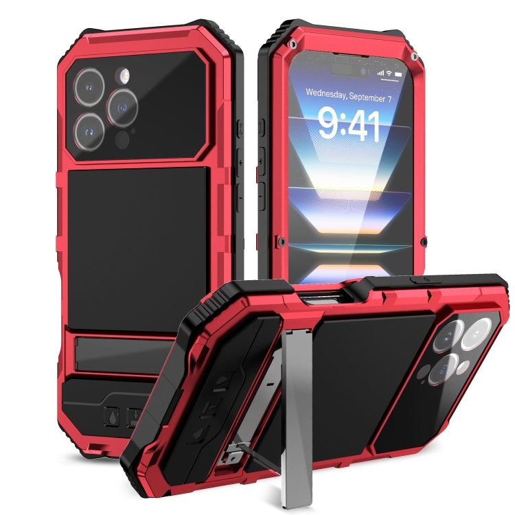 For iPhone 16 Pro Max R-JUST Life Water-resistant Dustproof Shockproof Holder Phone Case(Red)