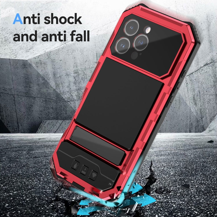 For iPhone 16 Pro Max R-JUST Life Water-resistant Dustproof Shockproof Holder Phone Case(Red)