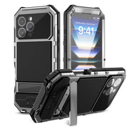 For iPhone 16 Pro Max R-JUST Life Water-resistant Dustproof Shockproof Holder Phone Case(Silver)