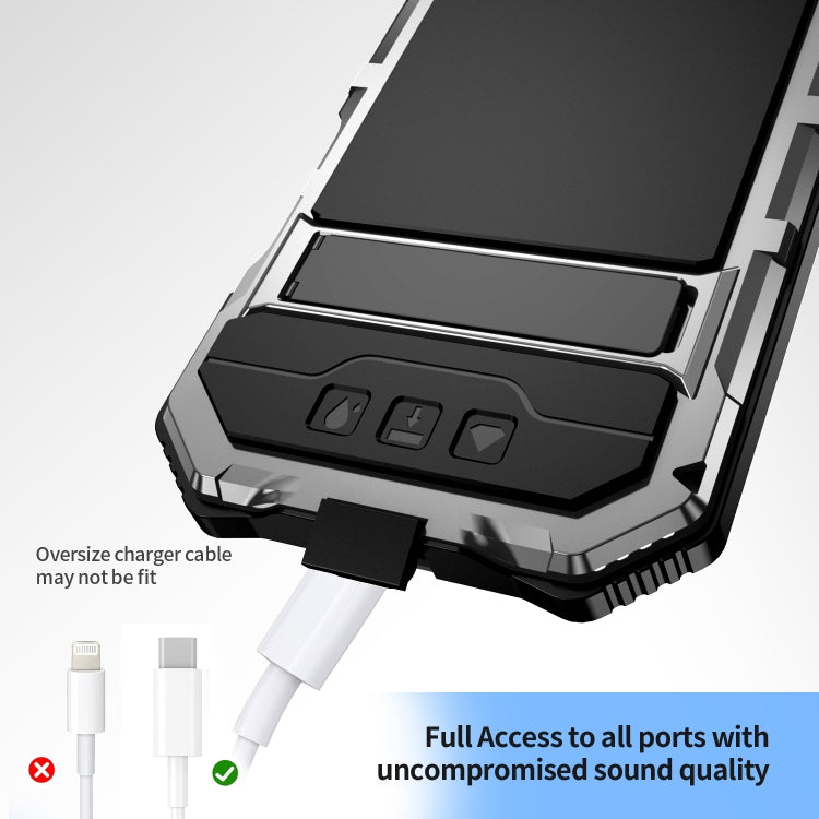 For iPhone 16 Plus R-JUST Life Water-resistant Dustproof Shockproof Holder Phone Case(Silver)