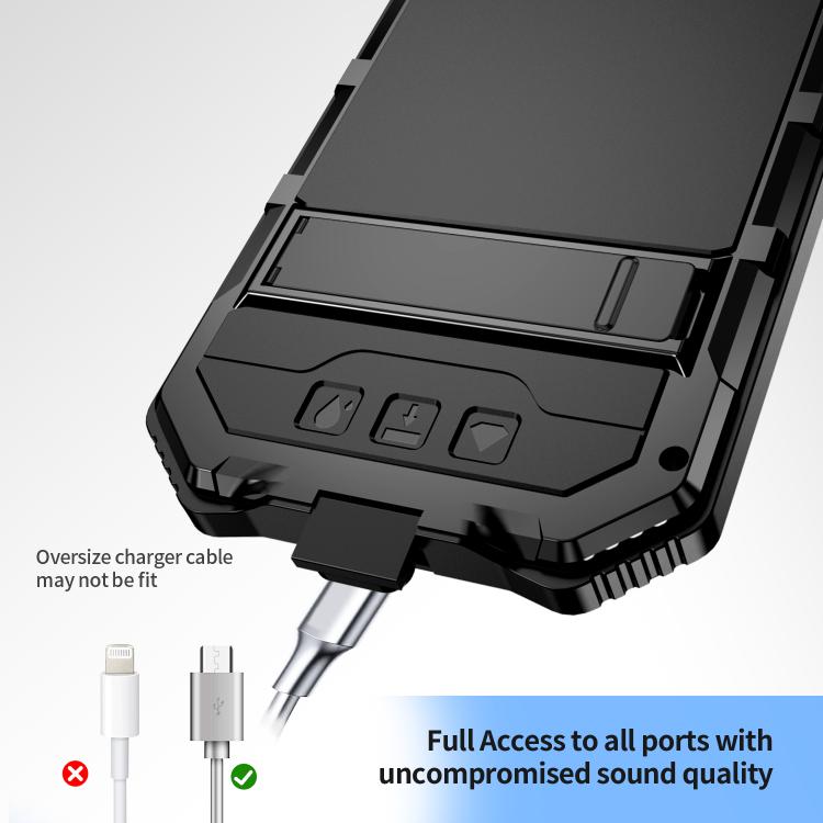 For iPhone 16e R-JUST Life Water-resistant Dustproof Shockproof Holder Phone Case(Black)