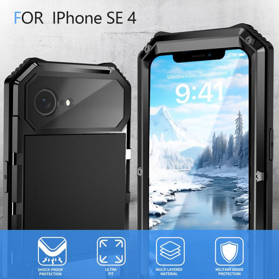 For iPhone 16e R-JUST Life Water-resistant Dustproof Shockproof Holder Phone Case(Black)