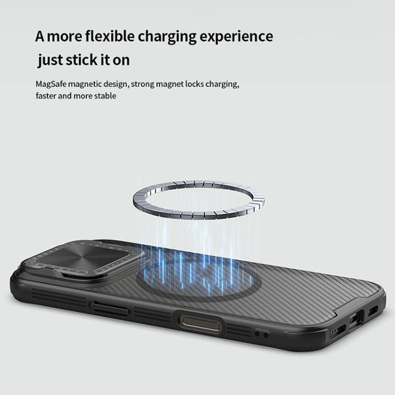 For iPhone 16 Pro NILLKIN CamShield Prop MagSafe Magnetic Translucent PC Phone Case(Black)
