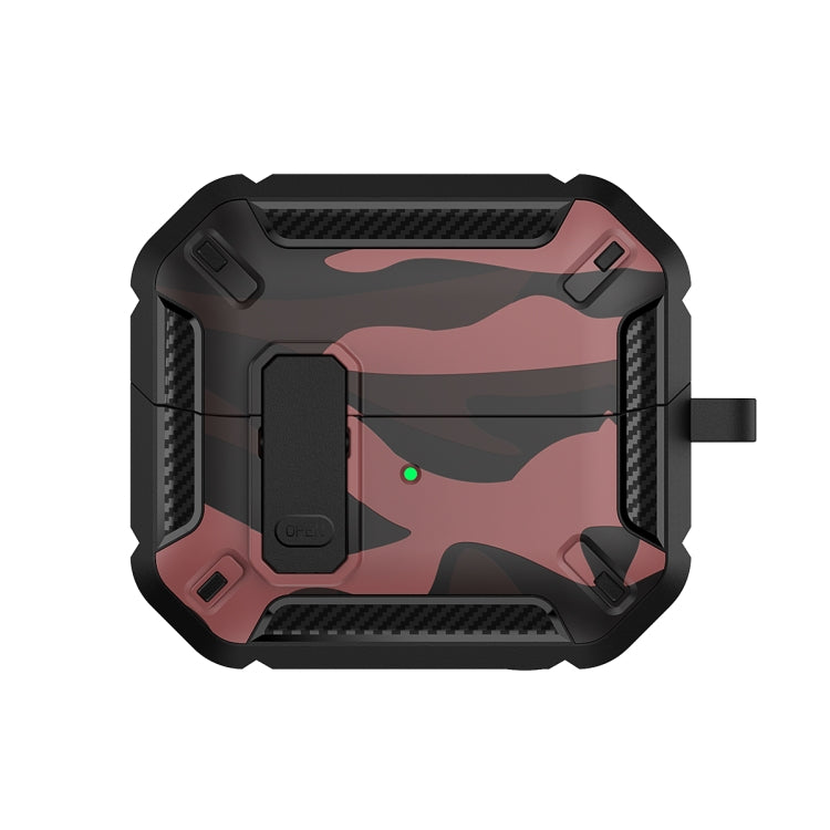 For Samsung Galaxy Buds3 / 3 Pro Camouflage Earphone Protective Case with Switch & Hook(Red)