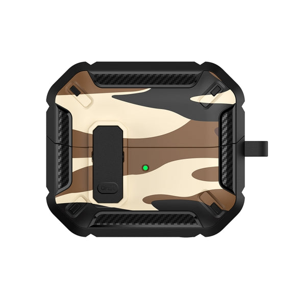 For Samsung Galaxy Buds3 / 3 Pro Camouflage Earphone Protective Case with Switch & Hook(Yellow)