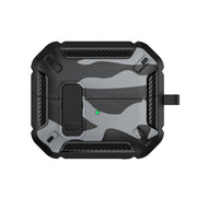 For Samsung Galaxy Buds3 / 3 Pro Camouflage Earphone Protective Case with Switch & Hook(Dark Grey)