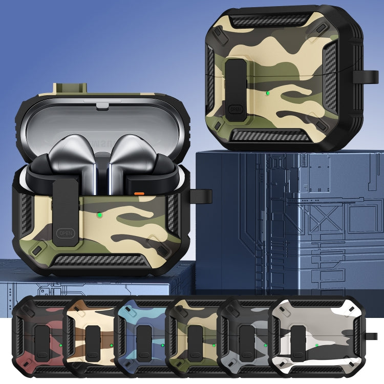 For Samsung Galaxy Buds3 / 3 Pro Camouflage Earphone Protective Case with Switch & Hook(Red)