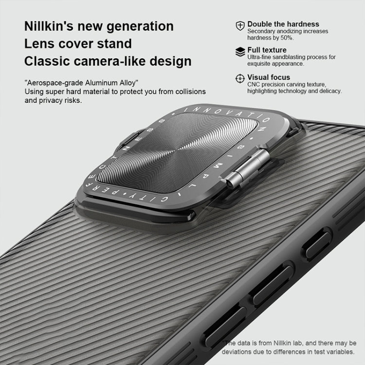 For iPhone 16 Pro Max NILLKIN CamShield Prop Translucent PC Phone Case(Black)