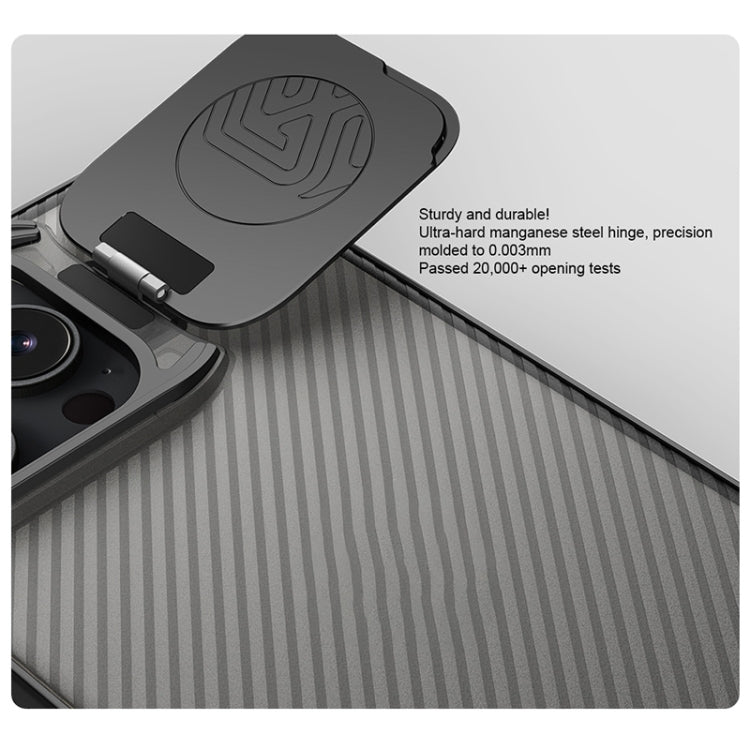 For iPhone 16 Pro NILLKIN CamShield Prop Translucent PC Phone Case(Black)