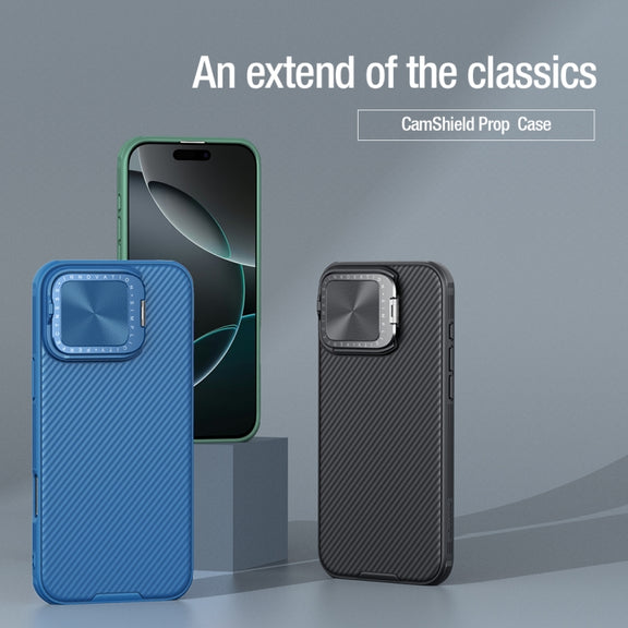 For iPhone 16 Pro NILLKIN Black Mirror Prop CD Texture Mirror Phone Case(Blue)