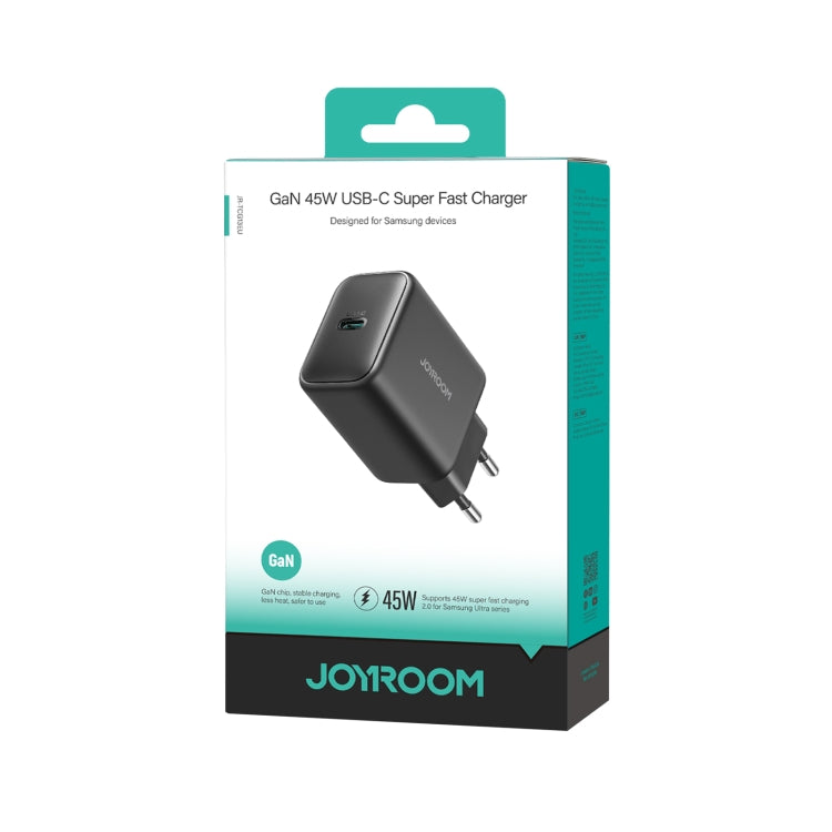 JOYROOM JR-TCG13 45W GaN USB-C / Type-C Port Super Fast Charger, Plug:EU Plug(Black)