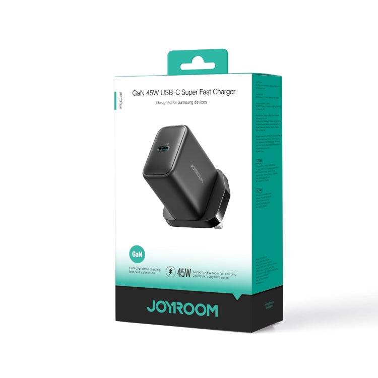 JOYROOM JR-TCG13 45W GaN USB-C / Type-C Port Super Fast Charger, Plug:UK Plug(Black)