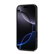 For iPhone 16 Pro Denior A17 Genuine Leather Gear Magnetic Holder Phone Case(Black)