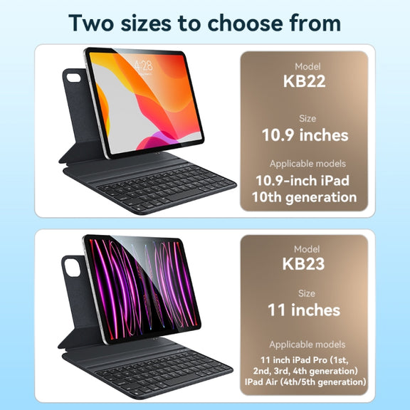For iPad 10th Gen 10.9 2022 Yesido Dual-sided Clip Magnetic Keyboard Leather Case(Black)