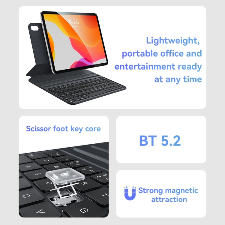 For iPad 10th Gen 10.9 2022 Yesido Dual-sided Clip Magnetic Keyboard Leather Case(Black)