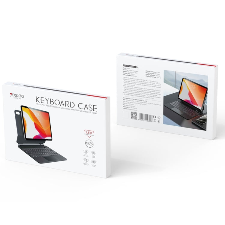 For iPad 10th Gen 10.9 2022 Yesido Dual-sided Clip Digital Display Magnetic Keyboard Leather Case(Black)