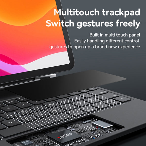 For iPad 10th Gen 10.9 2022 Yesido Dual-sided Clip Digital Display Magnetic Keyboard Leather Case(Black)
