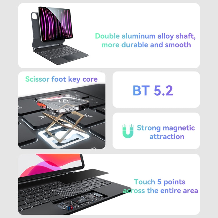 For iPad Pro 12.9 2020 / 2018 Yesido Dual-sided Clip Digital Display Magnetic Keyboard Leather Case(Black)