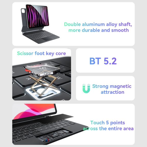 For iPad Pro 12.9 2020 / 2018 Yesido Dual-sided Clip Digital Display Magnetic Keyboard Leather Case(Black)