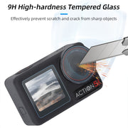 For DJI Osmo Action 5 Pro Sunnylife 3 in 1 Lens Protector Front and Rear Screen Tempered Glass Films, Quantity:2 + 2 + 2 Sets