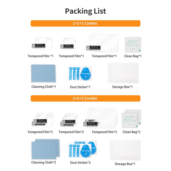 For GoPro HERO13 Black Sunnylife 3 in 1 Lens Protector Front and Rear Screen Tempered Glass Films, Quantity:2 + 2 + 2 Sets