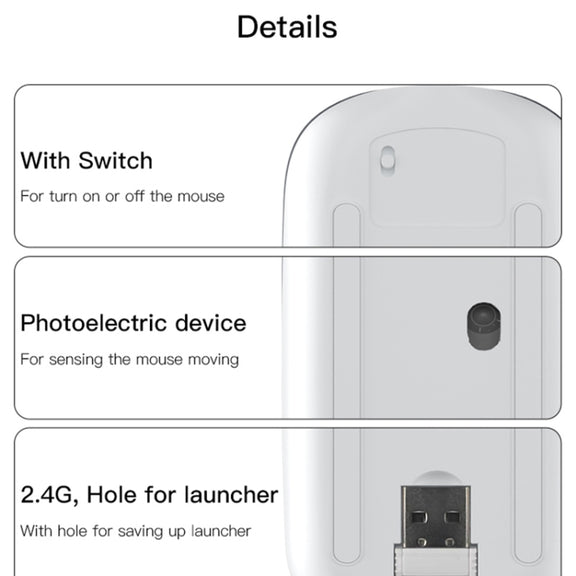 Yesido KB15 Slim 2.4G Rechargeable Wireless Optical Mouse(White)