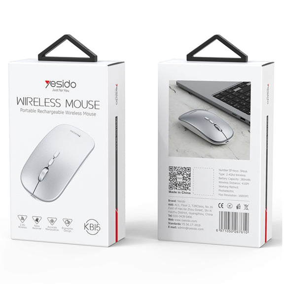 Yesido KB15 Slim 2.4G Rechargeable Wireless Optical Mouse(White)