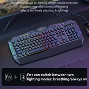Yesido KB21 104-key 1.5m USB Wired Keyboard with Breathing Light(Black)