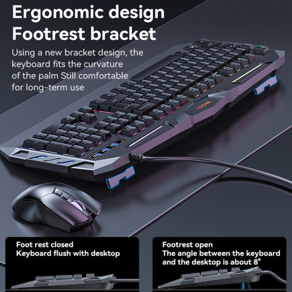 Yesido KB21 104-key 1.5m USB Wired Keyboard with Breathing Light(Black)