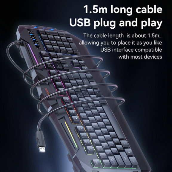 Yesido KB21 104-key 1.5m USB Wired Keyboard with Breathing Light(Black)