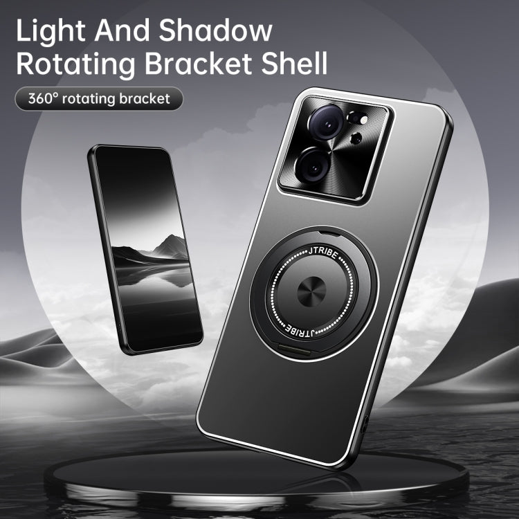 For Redmi K70 Ultra Rotating Holder Frosted Metal Phone Case(Black)