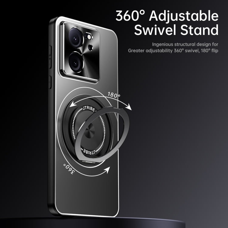 For Redmi K70 Ultra Rotating Holder Frosted Metal Phone Case(Black)