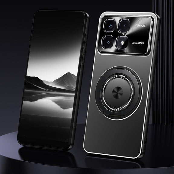 For Redmi K70 Ultra Rotating Holder Frosted Metal Phone Case(Black)