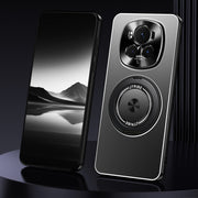 For Honor Magic6 Pro Rotating Holder Frosted Metal Phone Case(Black)