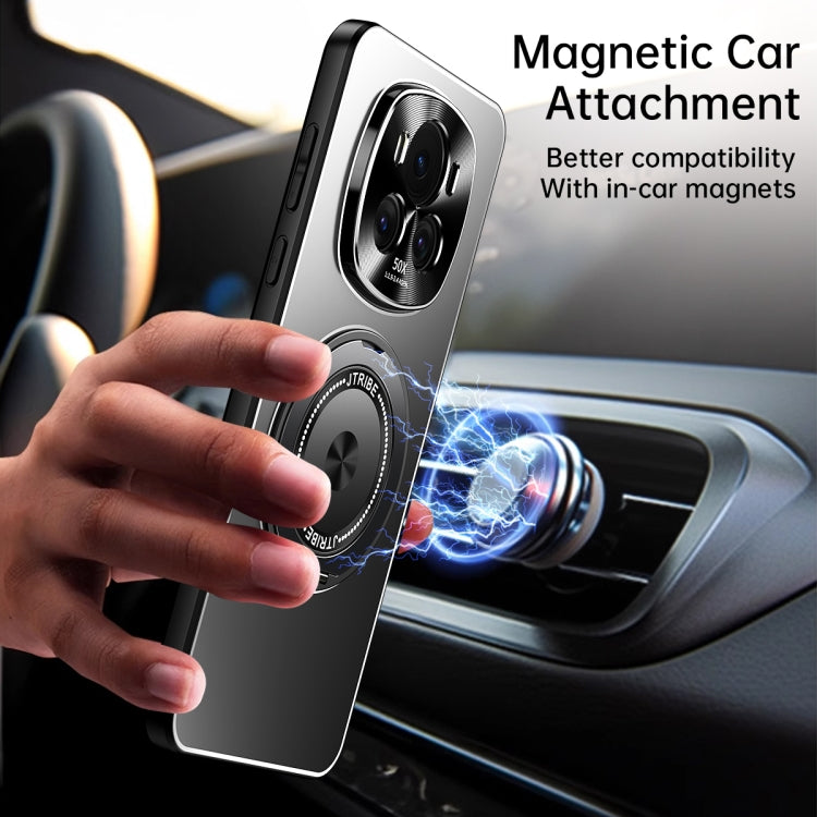 For Honor Magic6 Pro Rotating Holder Frosted Metal Phone Case(Blue)